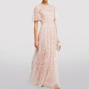 Needle & Thread Emilana Short Sleeve Ballerina Dress In Pink